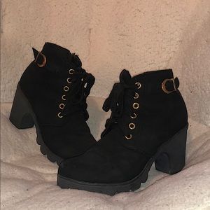 Black and Gold heeled boots